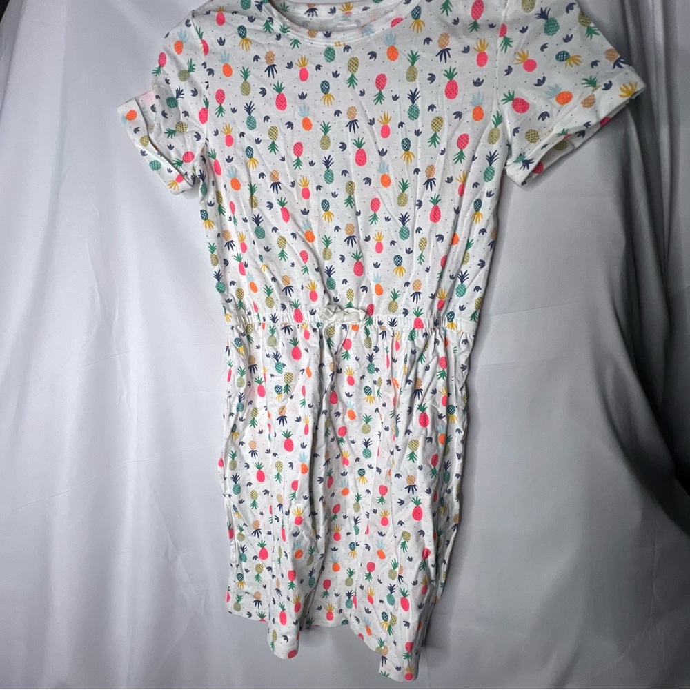 Gap Kids Pineapple Print Dress Size XL Short Sleeve Pullover  Elastic Waist NWT
